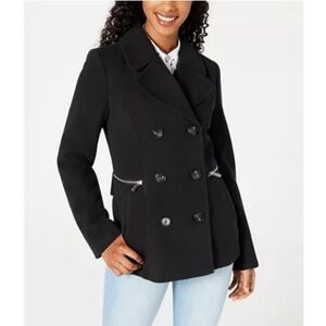 NEW Maralyn & Me Juniors' Double-Breasted Dark Blue Peacoat